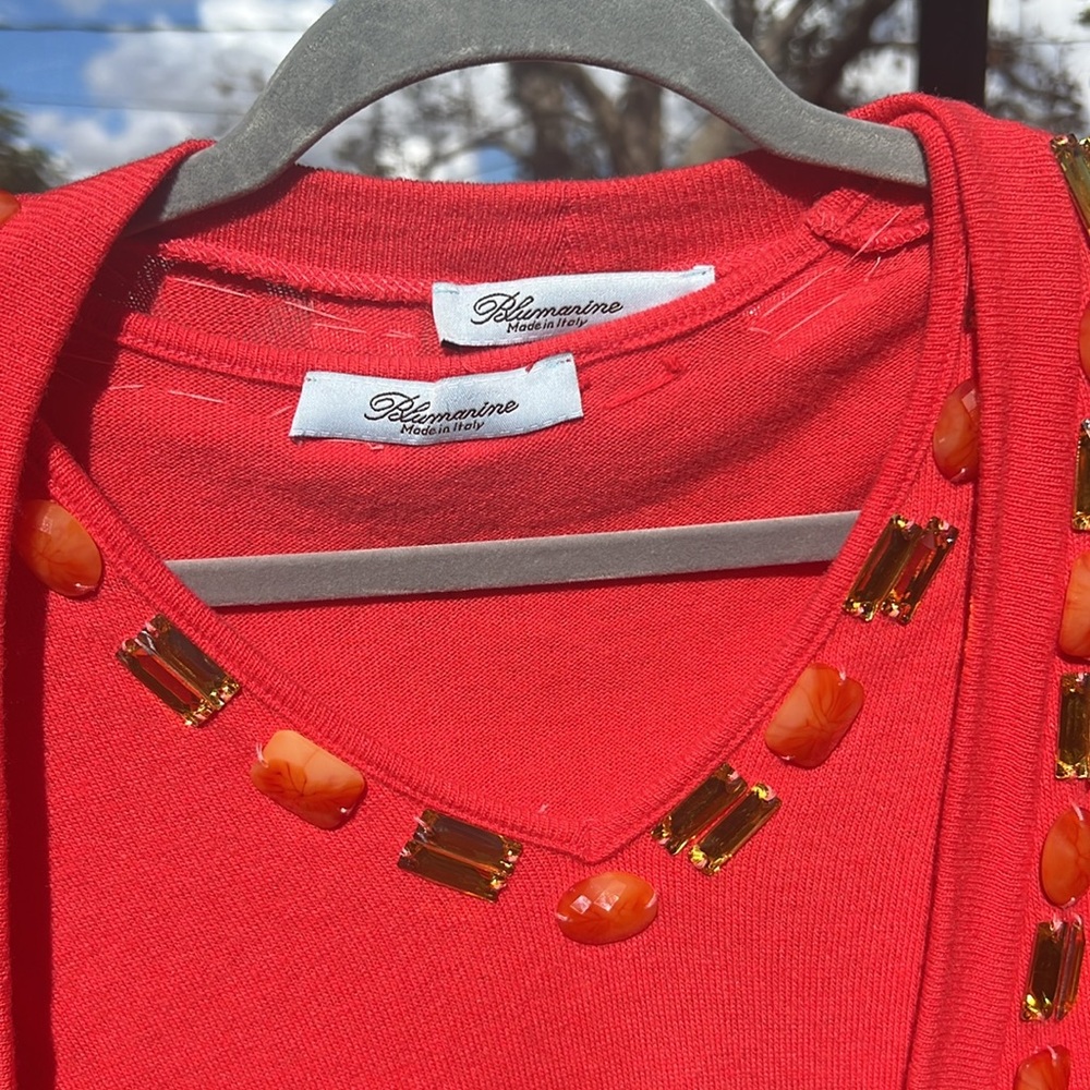 Blumarine bright  coral set- sweater and a jacket - Picture 2 of 8
